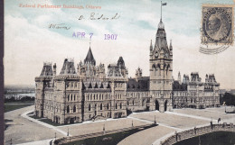 Canada PPC Federal Parliament Buildings, Ottawa Frontside Franking Maximum OTTAWA 1907 Police Officer KØBENHAVN Denmark - Ottawa