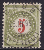 Schweiz: Portomarke SBK-Nr. 17GaIIN (Rahmen Hellolivgrün, Type II, 1897-1899) Vollstempel GRUB 25.III.99 (APPENZELL) - Impuesto