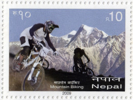 Nepal Mountain Biking 10 Rupees Stamp 2009 MNH - BMX