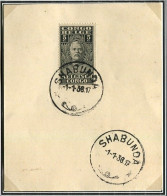 Congo Shabunda Oblit. Keach 8A1-Dmyt Sur C.O.B. 135 Sur Papier Libre Le 01/01/1938 - Lettres & Documents