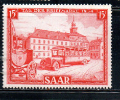 SAAR SAARLAND SARRE 1954 STAMP DAY POST COACH AND BUS 1920 15fr MLH - Oblitérés