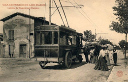 DEPT 69 CHARBONNIÈRES LES BAINS L'ARRIVÉE DU TRAMWAY AUX FIACHÈRES BELLE ANIMATION 9X14 REIMPRESSION DE CARTES ANCIENNES - Charbonniere Les Bains