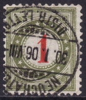 Schweiz: Portomarke SBK-Nr. 15GbIIK (Rahmen Dunkelolivgrün, 1899-1900) Vollstempel NEUCHÂTEL 30.I.06 DISTR. LETTR. - Portomarken