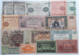 Russia Civil War 1917-1920 Lot Of 16 Banknotes Russia Siberia South Russia Ukraine East Siberia - Russia