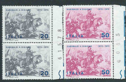 Italia 1970; Garibaldi A Digione In Guerra Franco-prussiana. Serie Completa In Coppie Con Il Numero Del Foglio. - 1961-70: Mint/hinged