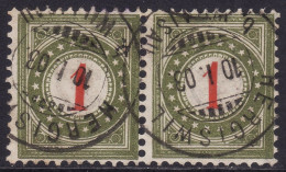 Schweiz: Portomarke ZNr. 15.Gb.II.K (Rahmen Dunkelolivgrün, 1899-1900) Im Paar, Stempel HERGISWIL B. WILLISAU - Postage Due