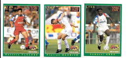 CV92  - PANINI TRADING CARD 1995 - OLYMPIQUE LYONNAIS - MAXENCE FLACHEZ - SAMASSI ABOU - FLORIAN MAURICE - Trading Cards