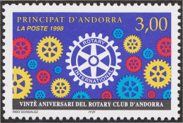 Andorra Francesa 500 1998 20 Aniversario Del Club Rotary De Andorra MNH - Andere & Zonder Classificatie