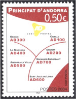 Andorra Francesa 601 2004 Código Postal MNH - Autres & Non Classés