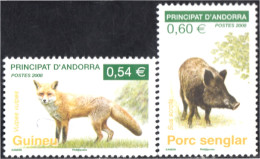 Andorra Francesa 649/50 2008 Fauna Zorro Jabalí MNH - Other & Unclassified