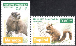 Andorra Francesa 634/35 2007 Fauna Animales Marmota Y Esquirol MNH - Otros & Sin Clasificación