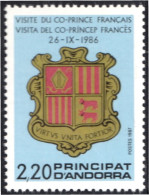 Andorra Francesa 355 1987 Escudo De Andorra MNH - Otros & Sin Clasificación