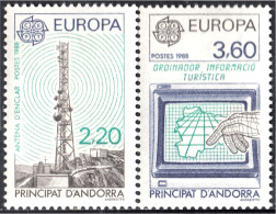 Andorra Francesa 369/70 1988 Europa Antena Ordenador Informático MNH - Autres & Non Classés