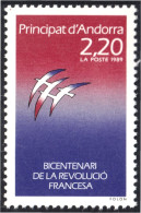 Andorra Francesa 376 1989 Bicentenario De La Revolución Francesa MNH - Altri & Non Classificati