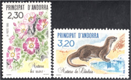 Andorra Francesa 393/94 1990 Flora Y Fauna Flores Y La Nutria MNH - Andere & Zonder Classificatie