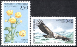 Andorra Francesa 420/21 1992 Flora Y Fauna Flores Águila MNH - Andere & Zonder Classificatie