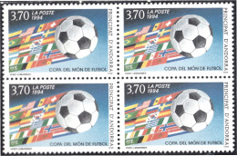 Andorra Francesa 446 Bl.4 1994 Copa Del Mundo De Fútbol MNH - Otros & Sin Clasificación