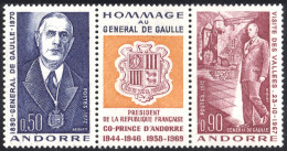 Andorra Francesa 224/25A 1972 General Gaulle  MNH - Andere & Zonder Classificatie