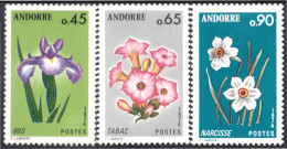 Andorra Francesa 234/36 1974 Flores Flowers MNH - Otros & Sin Clasificación