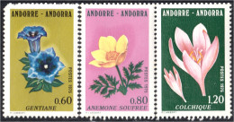 Andorra Francesa 245/47 1975 Flora Flores Del Valle De Andorra MNH - Otros & Sin Clasificación