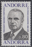 Andorra Francesa 249 1975 Presidente Georges Pompidou MNH - Autres & Non Classés