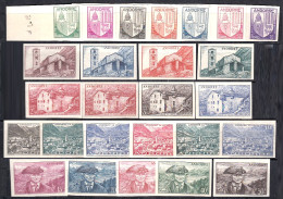 Andorra Francesa 119/37 1948/51 Paisajes Retratos Escudos MNH Pruebas Sin Dent - Sonstige & Ohne Zuordnung