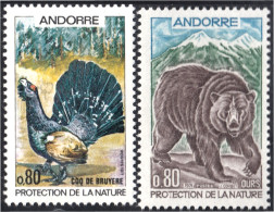 Andorra Francesa 210/11 1971 Fauna Oso Pavo Real MNH - Otros & Sin Clasificación