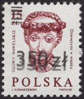 Poland 1990 Mi 3253DD Sculpture Of The Wawel Heads Error Double Overprint Warranty Expertise Wysocki PZF MNH ** - Abarten & Kuriositäten