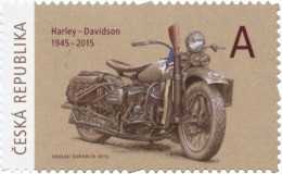 Czech Rep. / Stamps (2015) 0835: 1945-2015 (WW2) Motorcycle Harley-Davidson (painter: Vaclav Zapadlik) - Unused Stamps