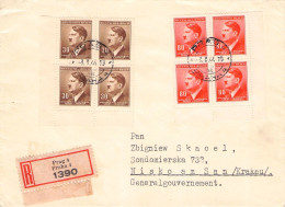 BÖHMEN & MÄHREN - EINSCHREIBEN 1944 PRAG - KRAKAU Mi 90 + 94 / 6115 - Cartas & Documentos