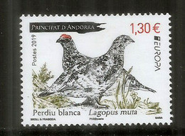 ANDORRA. La Perdrix Des Neiges.(perdiz Nival) Europa 2019 ,  Un Timbre Neuf **  Haute Faciale - Unused Stamps