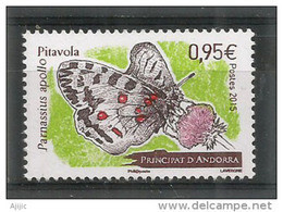 ANDORRA . Papillon Apollo (Pitavola)  Un  T-p Neuf **, Année 2015, - Unused Stamps