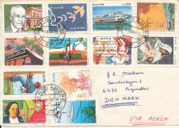 Brazil Cover Sent Air Mail To Denmark 6-10-1986 With A Lot Of Topic Stamps - Cartas & Documentos