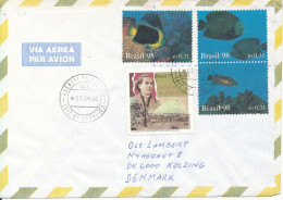 Brazil Air Mail Cover Sent To Denmark 3-6-1998 With A Lot Of Topic Stamps - Luftpost