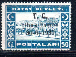 HATAY 1939 OVERPRINTED DATE 30 6 1939 ANNEXATION TO THE TURKEY TURKISH REPUBLIC 50ku MLH - 1934-39 Sandjak D'Alexandrette & Hatay