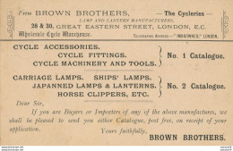 ANGLETERRE - ROYAUME-UNI - ENGLAND : LONDON - Pub BROWN BROTHERS - The Cycleries - Entier Postale 1894 RARE !!! - Other & Unclassified