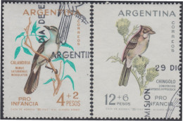 Argentina 663/64 1962 Pájaros Bird Fauna Sobretasa Pro-infancia Usados - Autres & Non Classés