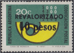 Argentina 1028 1975 Código Postal. Sin Filigrana. Sobrecargado MNH - Altri & Non Classificati