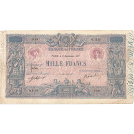 France, 1000 Francs, Bleu Et Rose, 1917-09-08, O.1133, TB - 1 000 F 1889-1926 ''Bleu Et Rose''