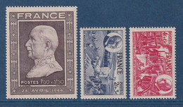 France - YT Nº 606 à 608 ** - Neuf Sans Charnière - 1944 - Unused Stamps