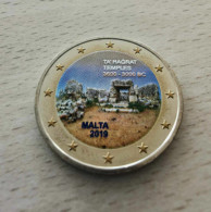 MALTE 2019 - 2 EUROS - TEMPLE TA' HAGRAT - COULEUR - FARBE- COLORISEE - COULEURS - COLORED - COLOR - Malte