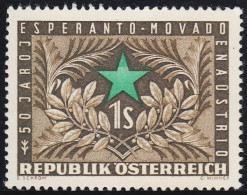 Austria Österreich 838 1954 50 Años De La Introducción Del Esperanto MNH - Andere & Zonder Classificatie