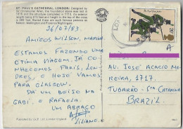 Great Britain 1983s Postcard Photo London Sent To Tubarão Brazil Stamp The Royal Green Jackets Uniform Army Riflemen - Brieven En Documenten