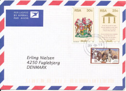 South Africa Air Mail Cover Sent To Denmark 16-8-2004 Topic Stamps - Storia Postale