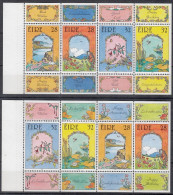 .H923. Ireland 1992. Greetings. Sheetlets From Booklet Folded In Perforation. Michel Hbl 31-32. MNH(**) - Blocks & Kleinbögen