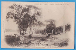 CPA DOS NON DIVISE - CHEMIN DE FER ET PORT COTE-D'IVOIRE - DEBROUSSAILLEMENT GARE MARITIME A ABIDJAN (JANVIER 1904) - Ivoorkust