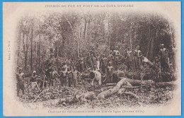 CPA DOS NON DIVISE - CHEMIN DE FER ET PORT COTE-D'IVOIRE - CHANTIER DE DEBROUSSAILLEMENT EN TETE DE LIGNE (FEVRIER 1904) - Costa D'Avorio