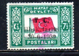 HATAY 1939 OVERPRINTED DATE 30 6 1939 ANNEXATION TO THE TURKEY TURKISH REPUBLIC 7 1/2ku MLH - 1934-39 Sandschak Alexandrette & Hatay