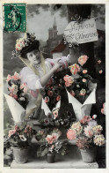 SAINTE CATHERINE - AUJOURD'HUI JOLI BOUQUETS DE FLEURS À VENDRE - CIRCULÉE EN 1907  - - Sainte-Catherine