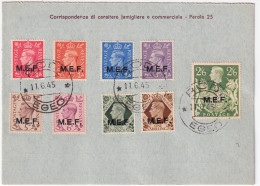1945-MEF Cat.Sassone Euro 8000+ I Nove Valori Conosciuti Usati In Egeo Al Verso  - Occ. Britanique MEF